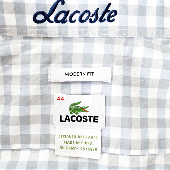 💙 Lacoste | Modern Fit Plaid Button Down - Picture 8 of 8